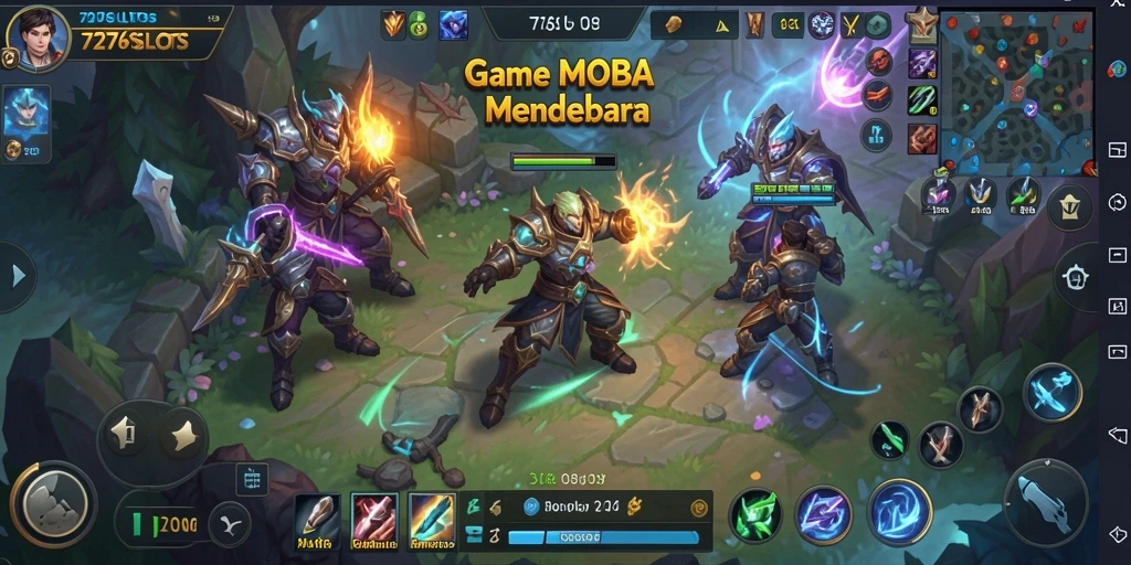 Screenshot game MOBA 7276SLOTS yang menampilkan aksi pertempuran.