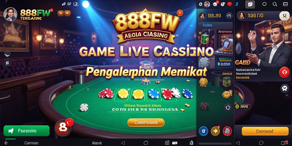 Screenshot gameplay <strong>888FW</strong> yang menampilkan dealer dan suasana kasino langsung.