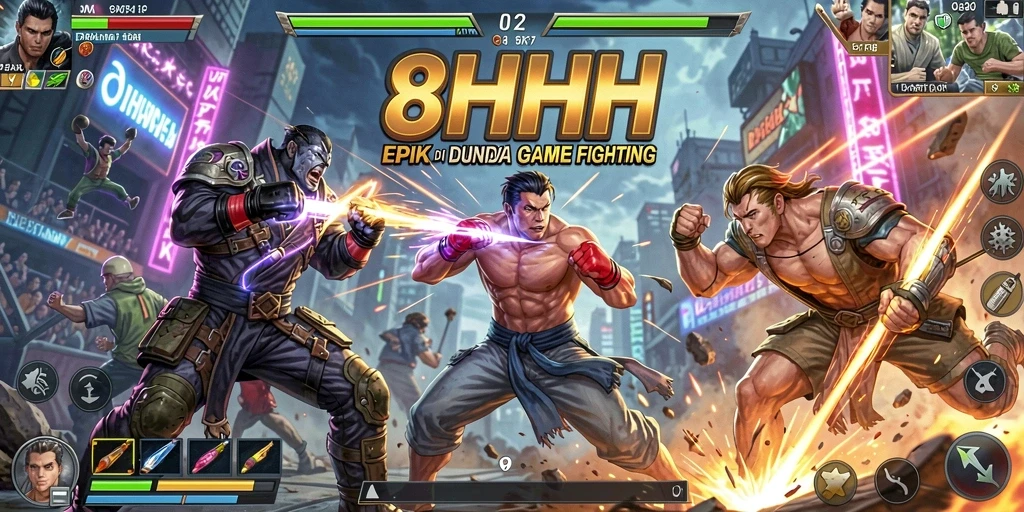 Tampilan gameplay seru dalam 8HHH dengan pertarungan epik.