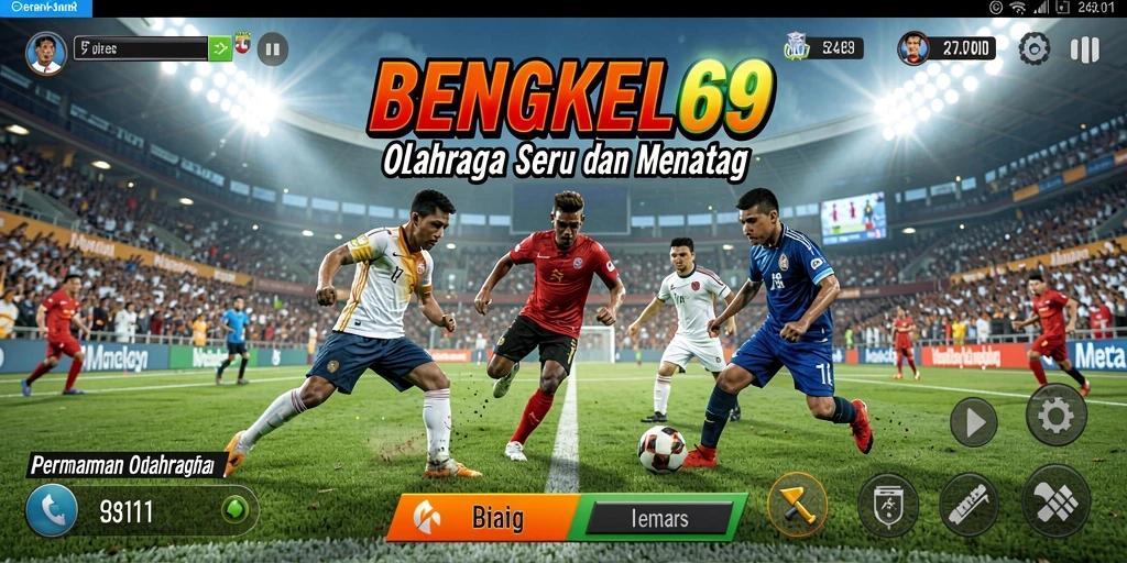 Tampilan gameplay seru dalam BENGKEL69, penuh aksi dan olahraga.