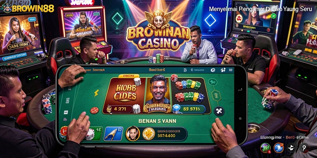 Tampilan menarik dari gameplay Live Casino BROWIN88 dengan dealer profesional.