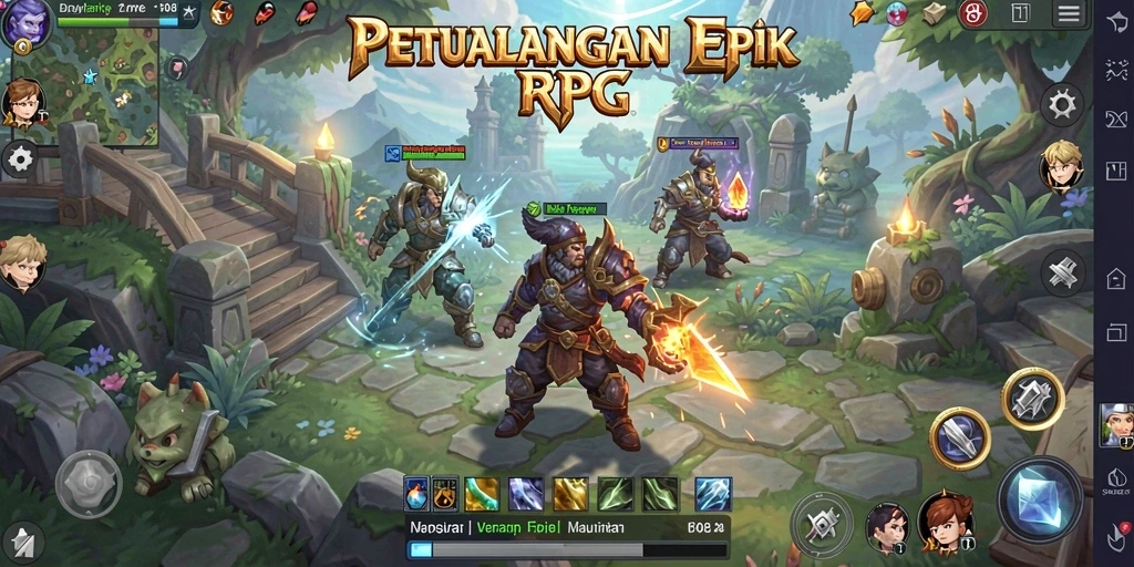 Screenshot F08 yang menunjukkan aksi seru dalam pertempuran RPG.