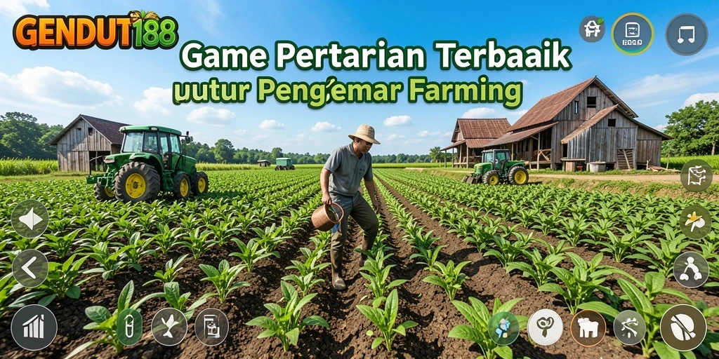 Tangkapan layar utama dari gameplay GENDUT188 yang menggambarkan kegiatan bertani.