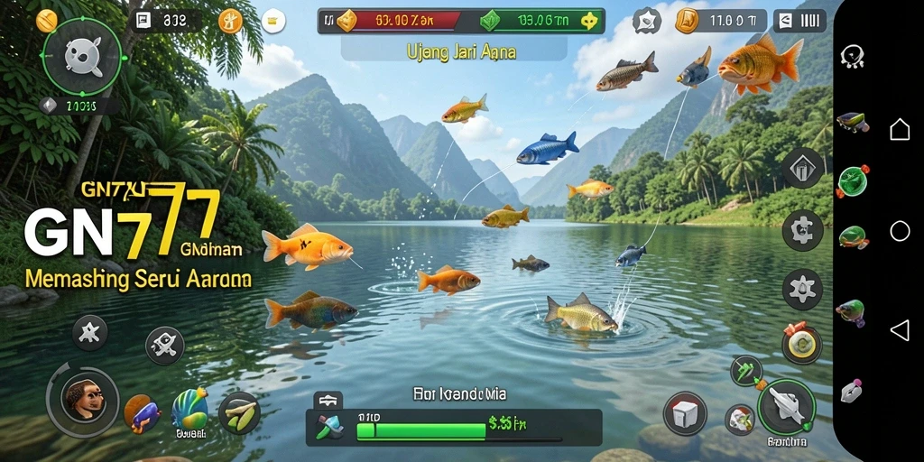 Tampilan utama gameplay GN777 dengan suasana memancing yang seru.