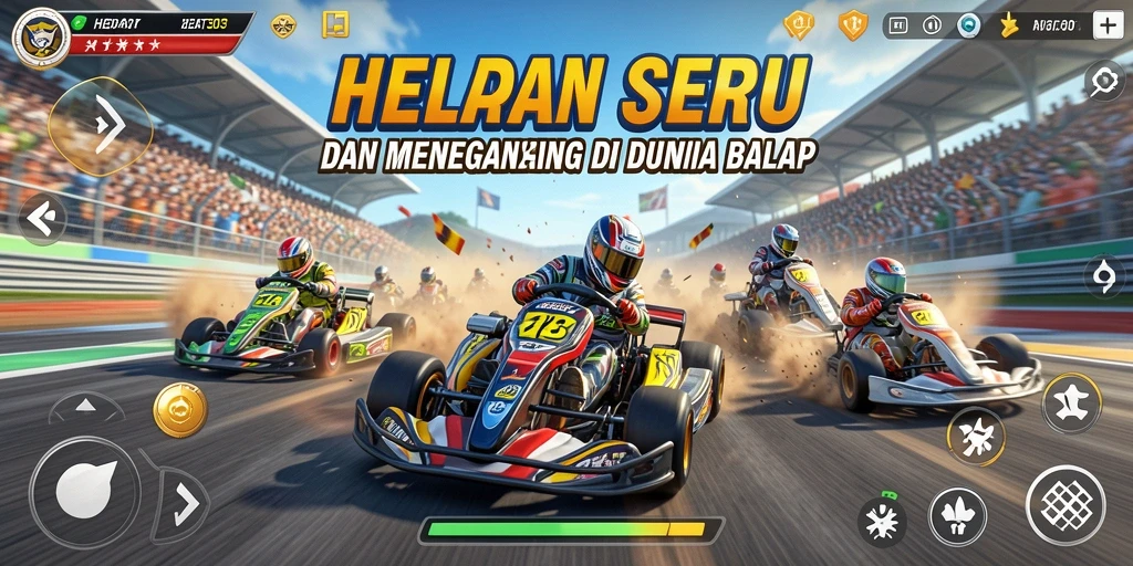 Screenshot gameplay HEBAT303 menunjukkan aksi balapan yang mendebarkan.