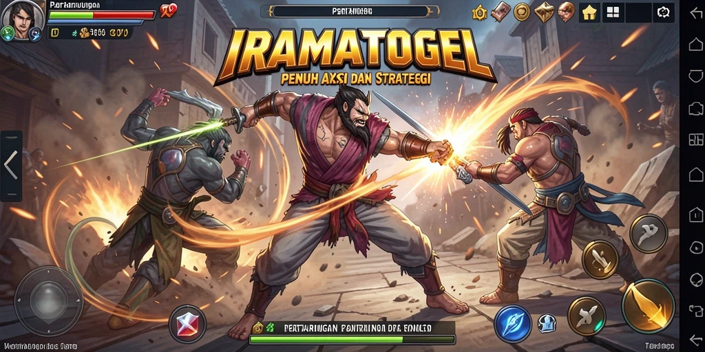 Tampilan gameplay IRAMATOGEL yang seru dengan pertarungan intens.