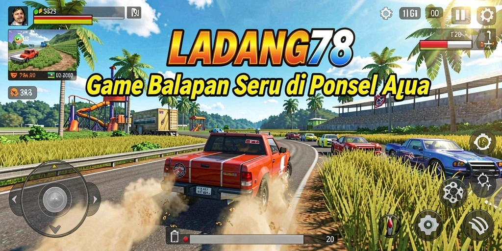 Tangkapan layar dari gameplay balapan yang mendebarkan di LADANG78.