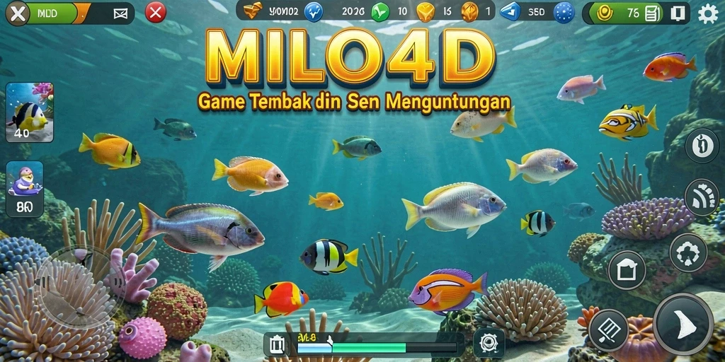 Screenshot gameplay MILO4D menampilkan aksi tembak ikan yang mendebarkan.