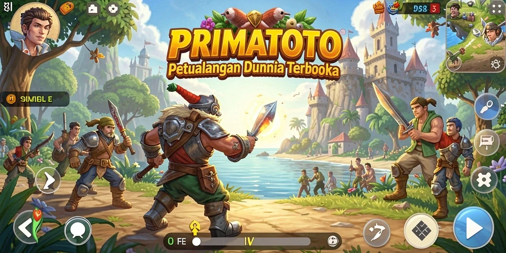 Screenshot PRIMATOTO menampilkan petualangan seru di dunia terbuka.