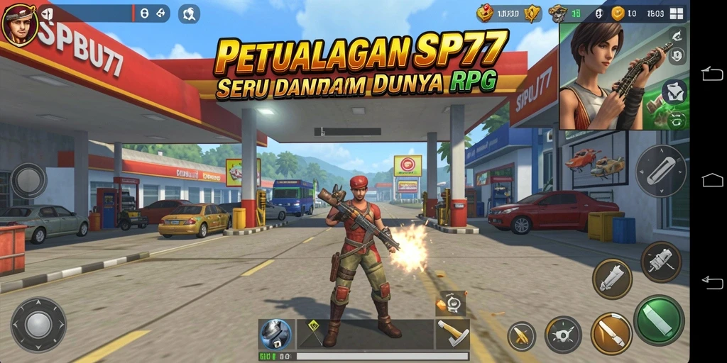 Screenshot gameplay SPBU77 menampilkan aksi pertempuran epik dalam dunia RPG.