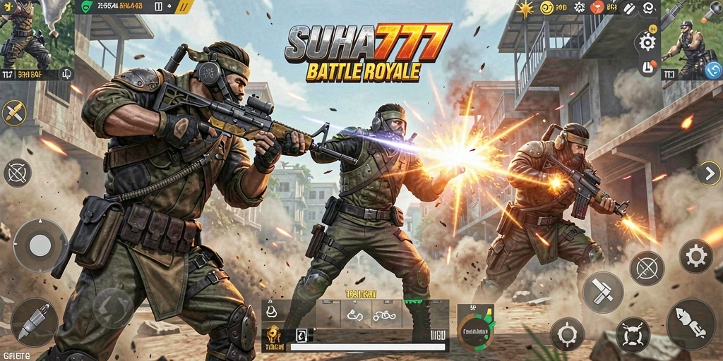 Tampilan gameplay Battle Royale yang mendebarkan dan penuh aksi.
